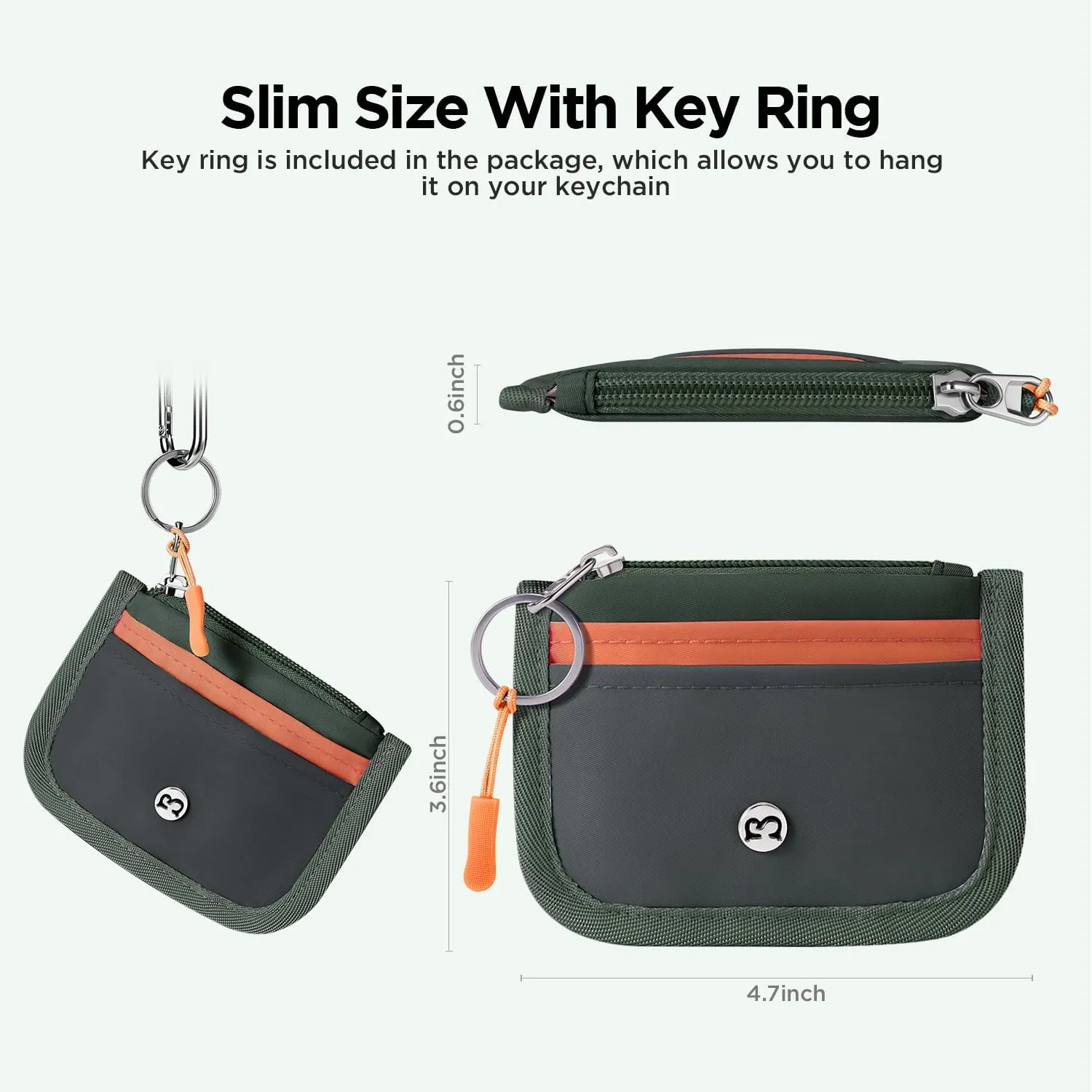 Babysun Mini Rfid Card Holder Slim Wallet with Change Zipper Pocket/3 Crad Slots/Key Ring, Small Wallet Thin Credit Card Wallet for Women & Men