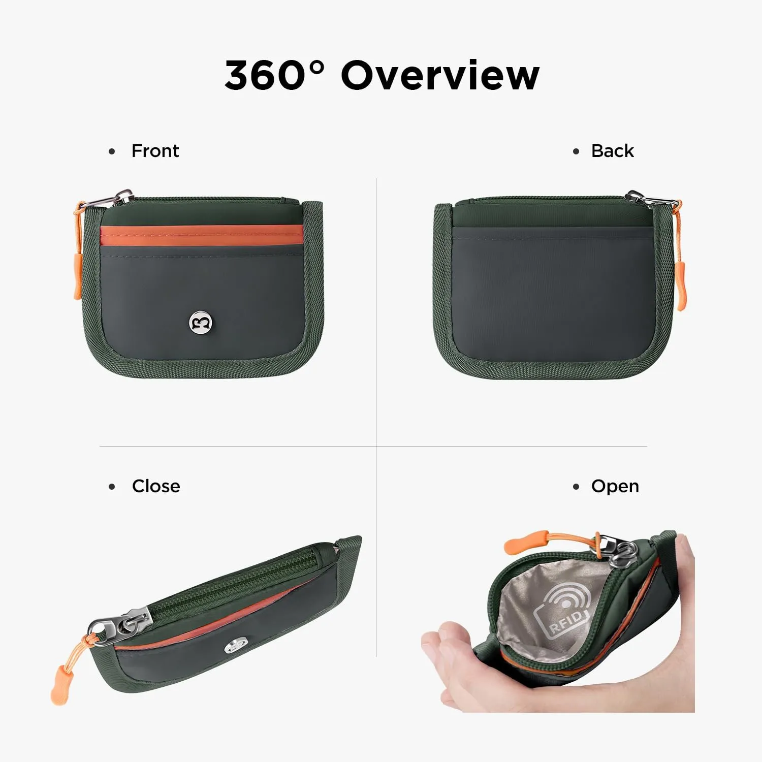 Babysun Mini Rfid Card Holder Slim Wallet with Change Zipper Pocket/3 Crad Slots/Key Ring, Small Wallet Thin Credit Card Wallet for Women & Men