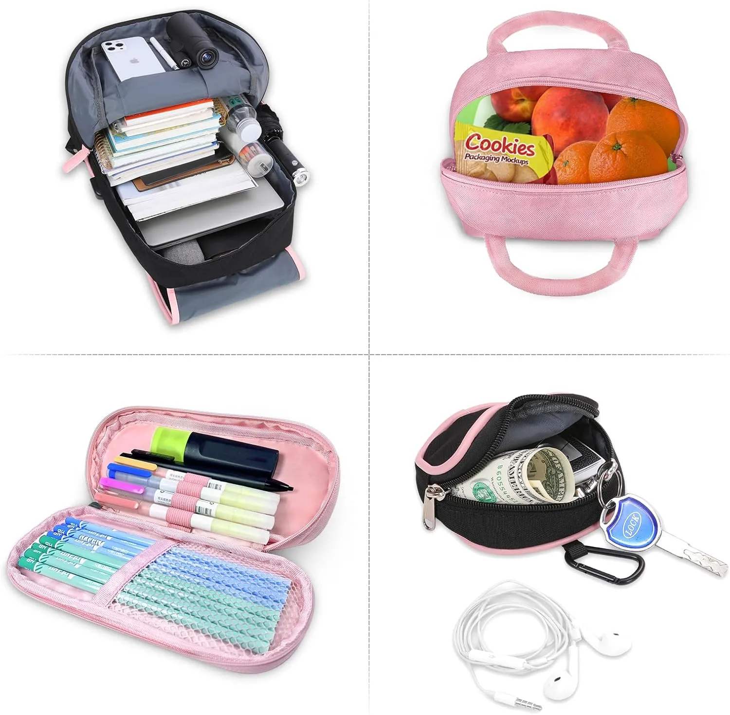 Backpack for Girls Teenage Bags for Primary Middle High School College Student Kids Casual Laptop Daypack Bookbag Set Grade Ages 7 8 9 10 11 12 13 14 15 16 17 18 Children Mochilas Escolares