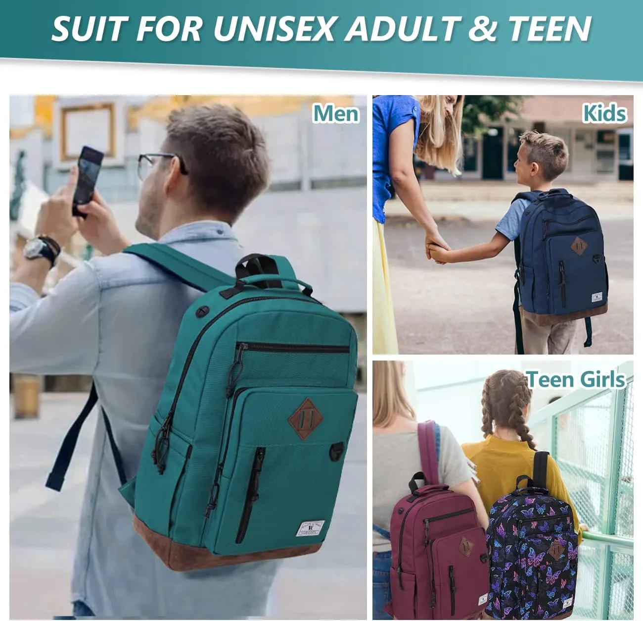Backpack for Men Women,Vonxury Water-resistant 15.6 Inch Laptop Bookbag for School Work Travel