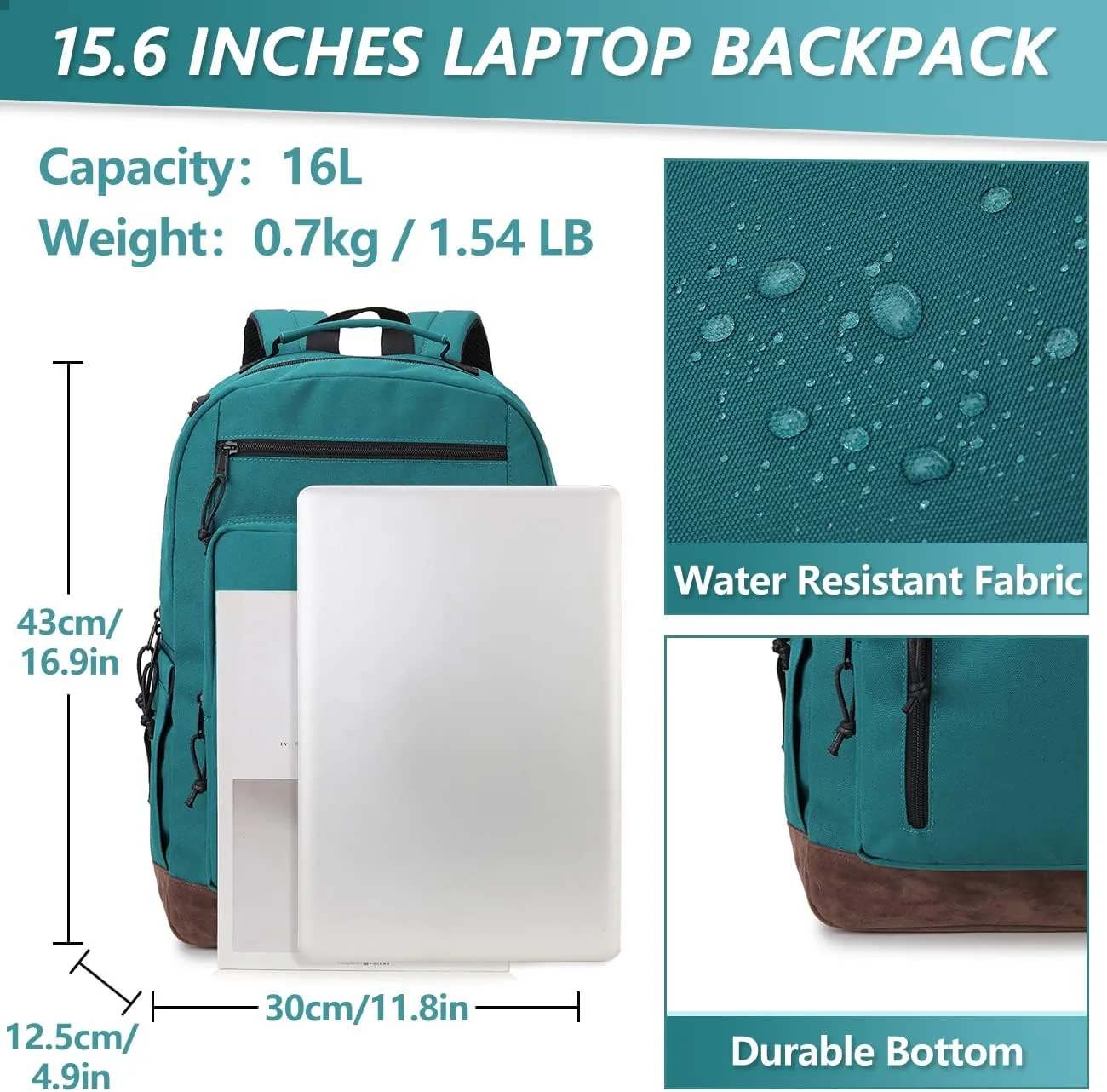 Backpack for Men Women,Vonxury Water-resistant 15.6 Inch Laptop Bookbag for School Work Travel