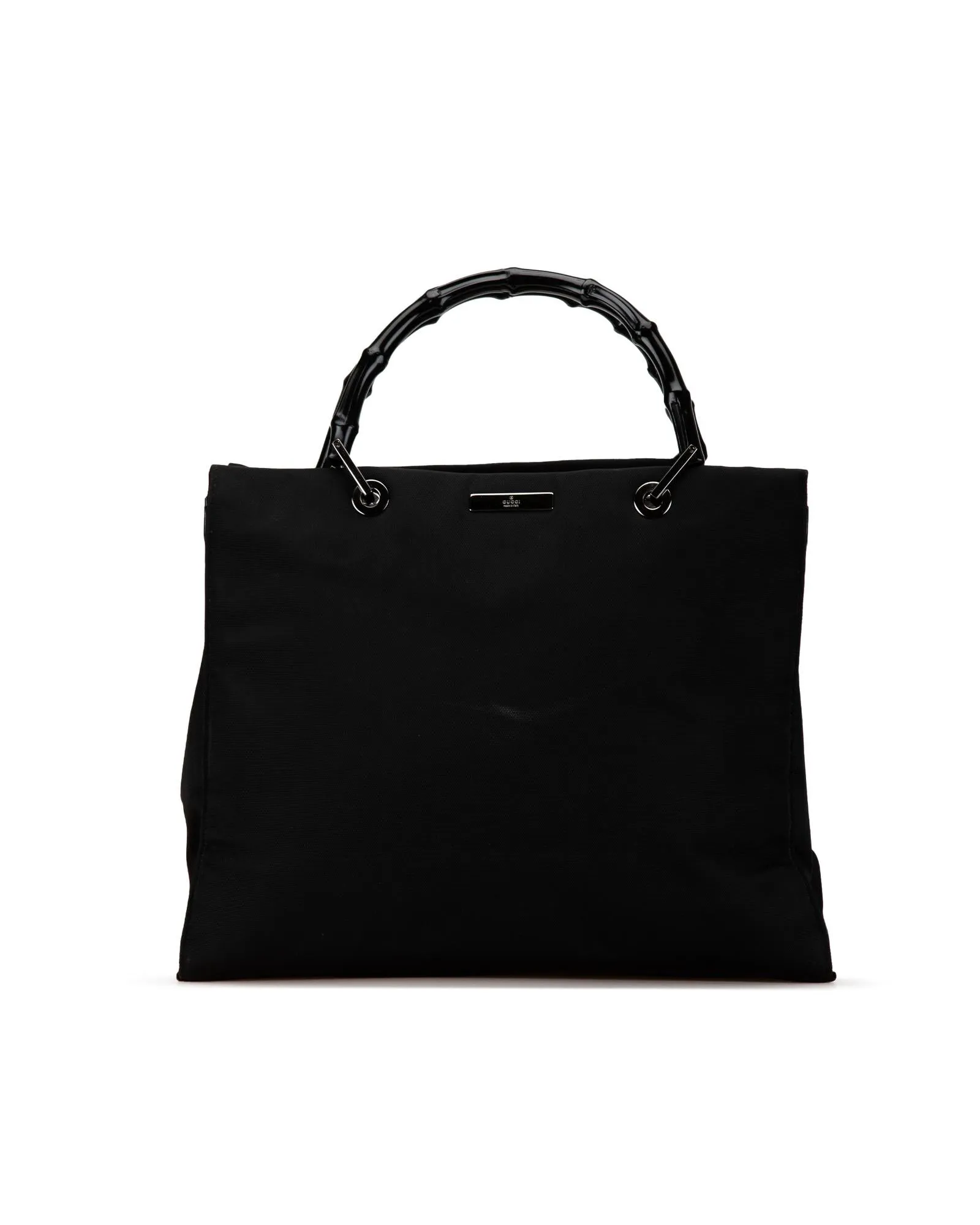 Bamboo Top Handle Nylon Tote with Interior Zip Compartments