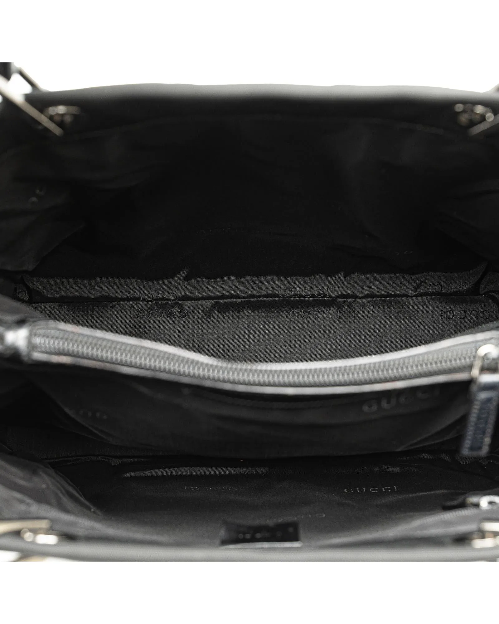 Bamboo Top Handle Nylon Tote with Interior Zip Compartments