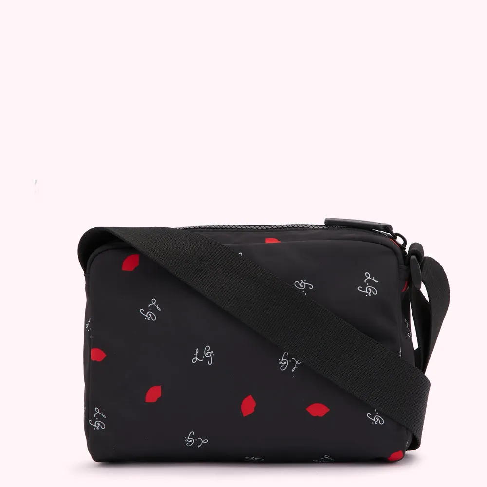 BLACK MULTI LG & LIP PRINT BESSIE CROSSBODY BAG