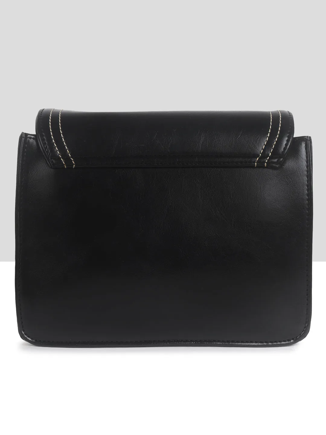 Black Multicompartment Sling Bag For Women