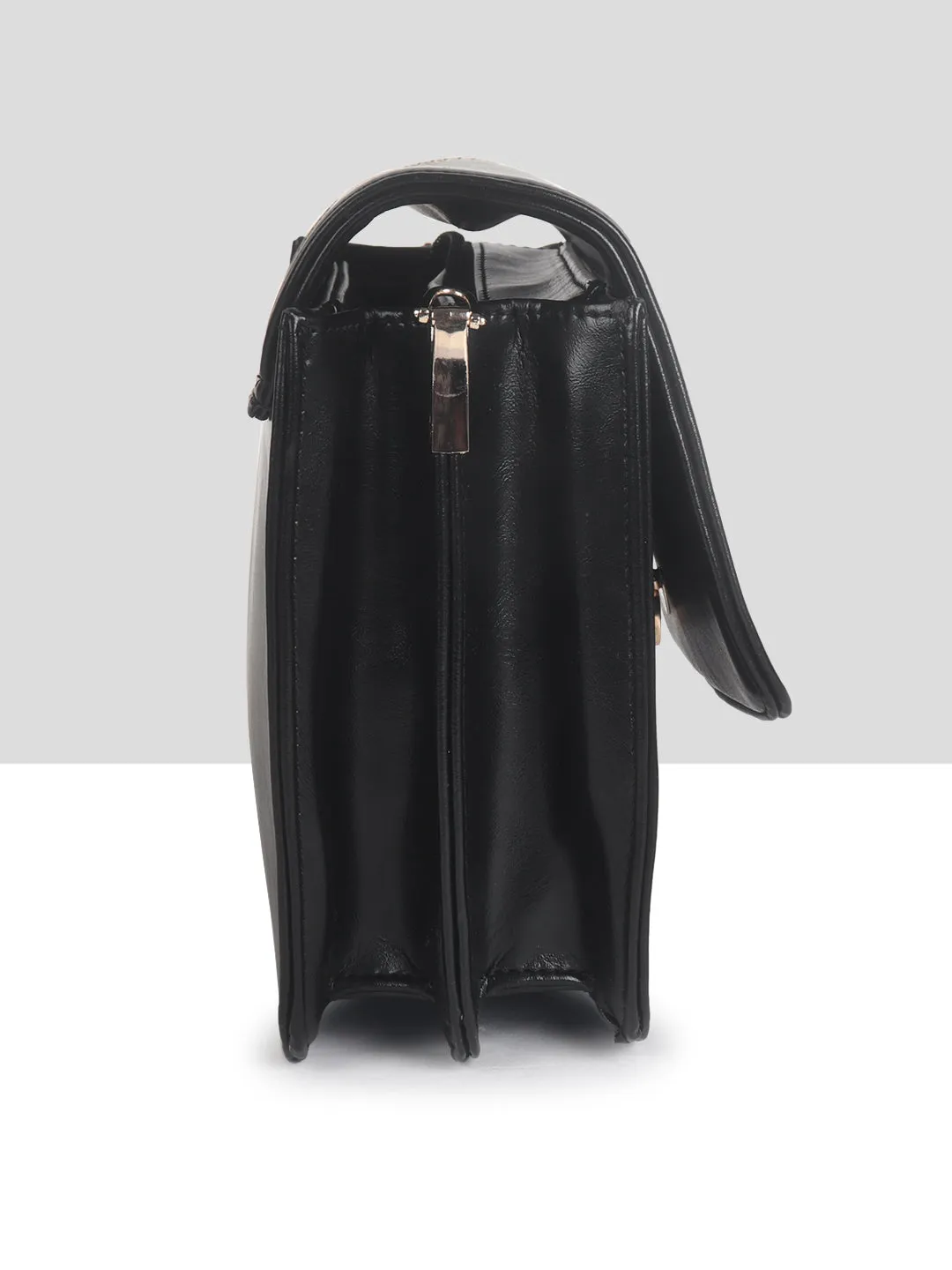 Black Multicompartment Sling Bag For Women