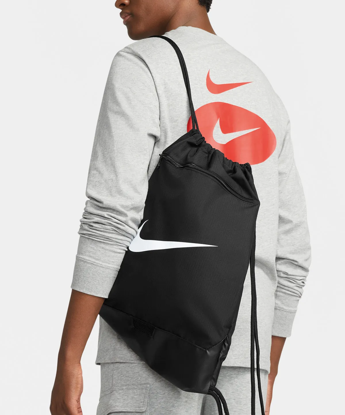 Black/Black/White - Nike Brasilia drawstring (18 litre)