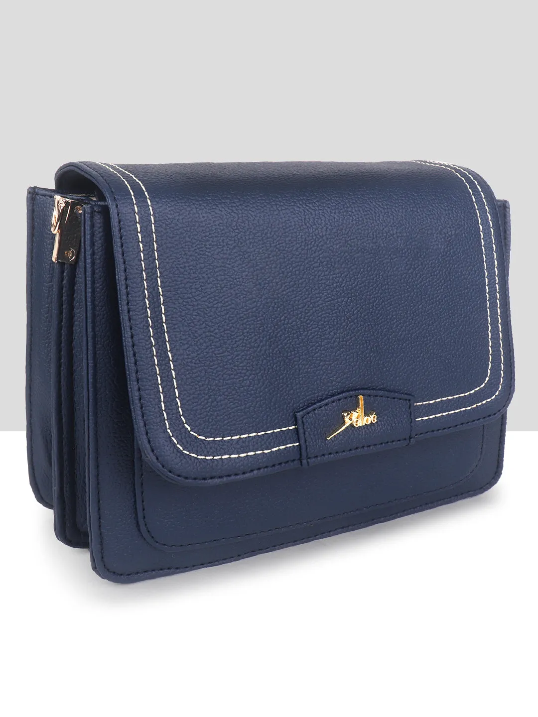 Blue Multicompartment Sling Bag For Women