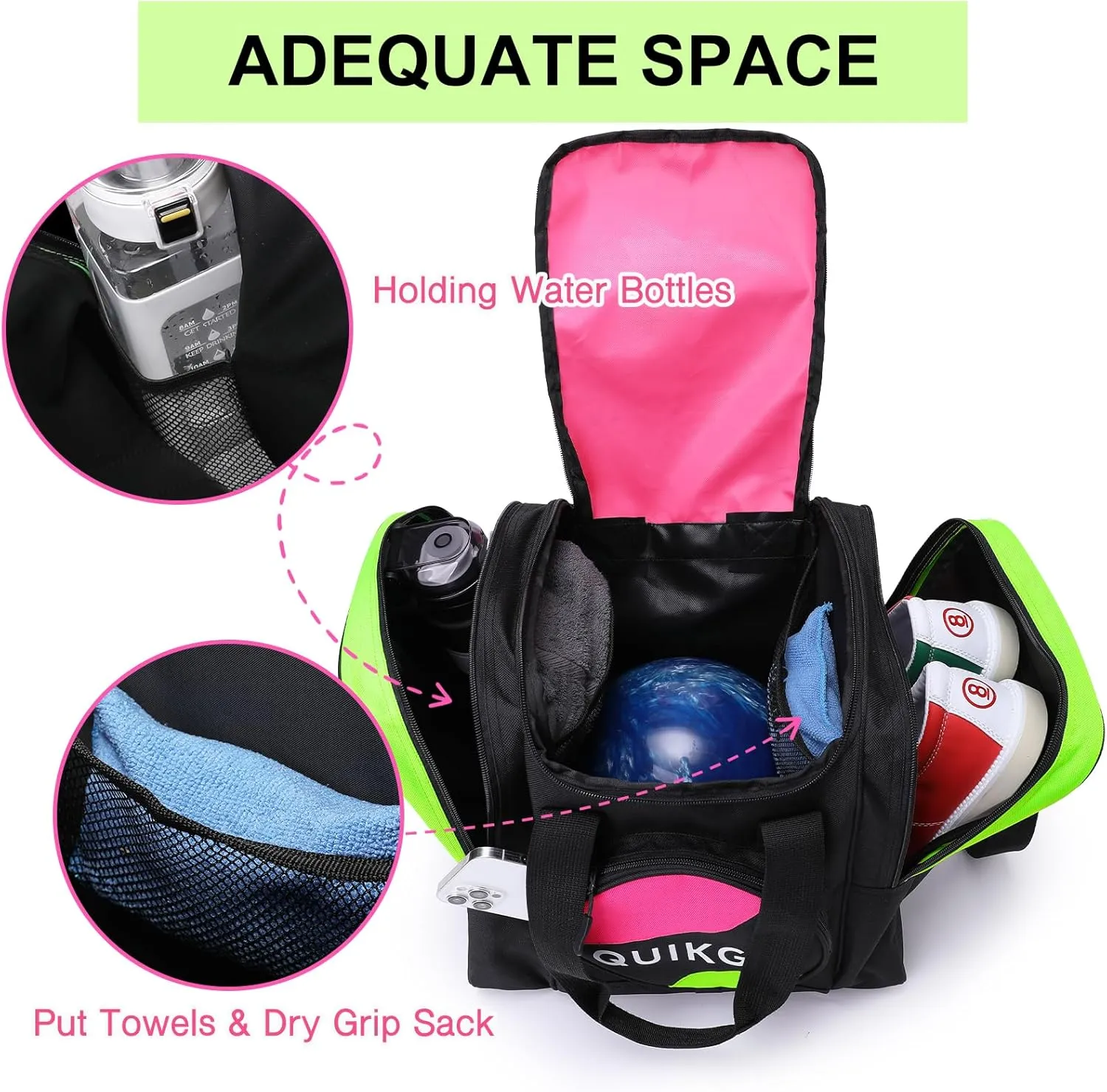 Bowling Ball Bag for Single Ball, Tote Bowling Bag with Padded Ball Holder