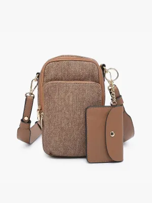 Brown Parker Denim 3 Compartment Crossbody w/ Pouch
