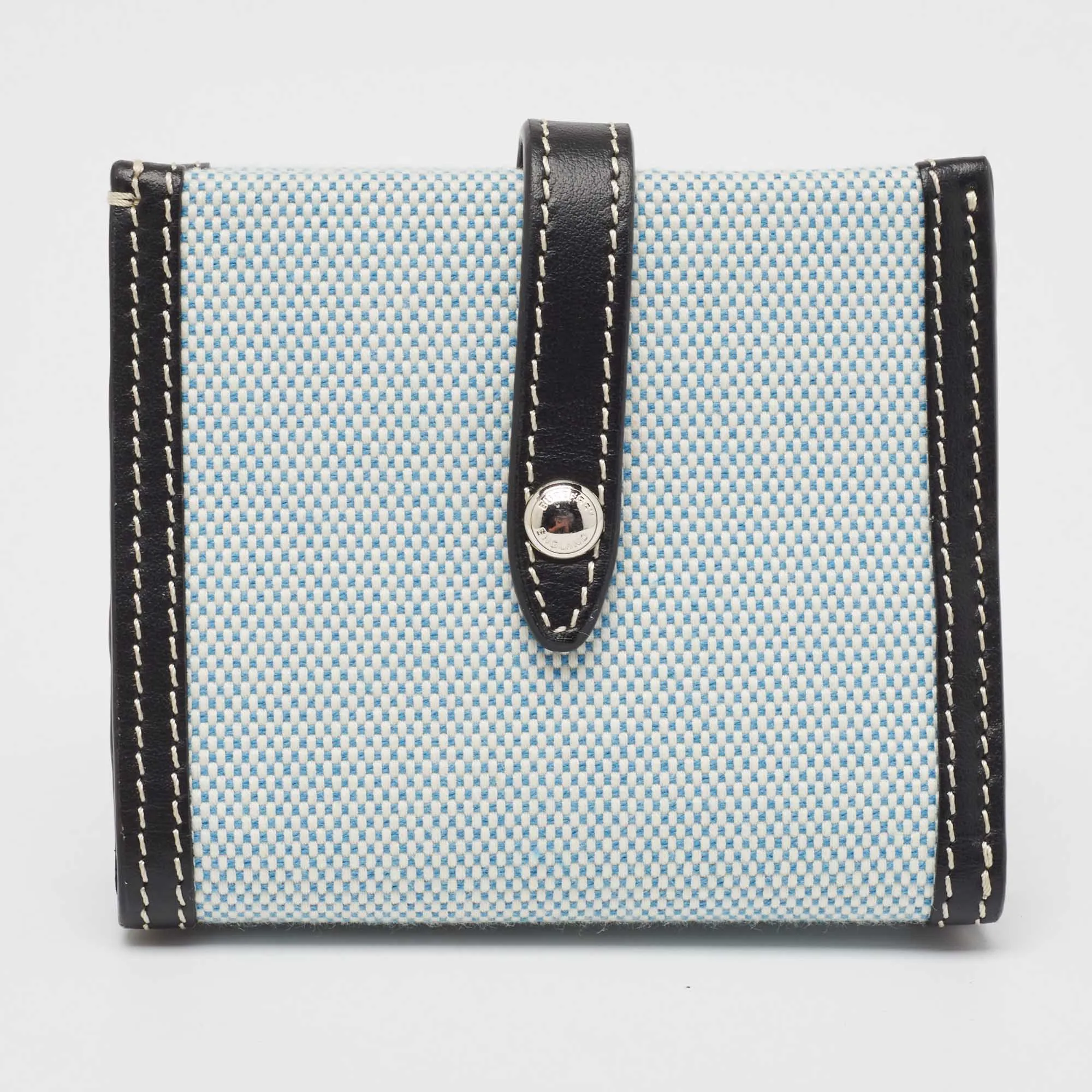 BURBERRY Blue/Black Canvas and Leather Luna Compact Wallet