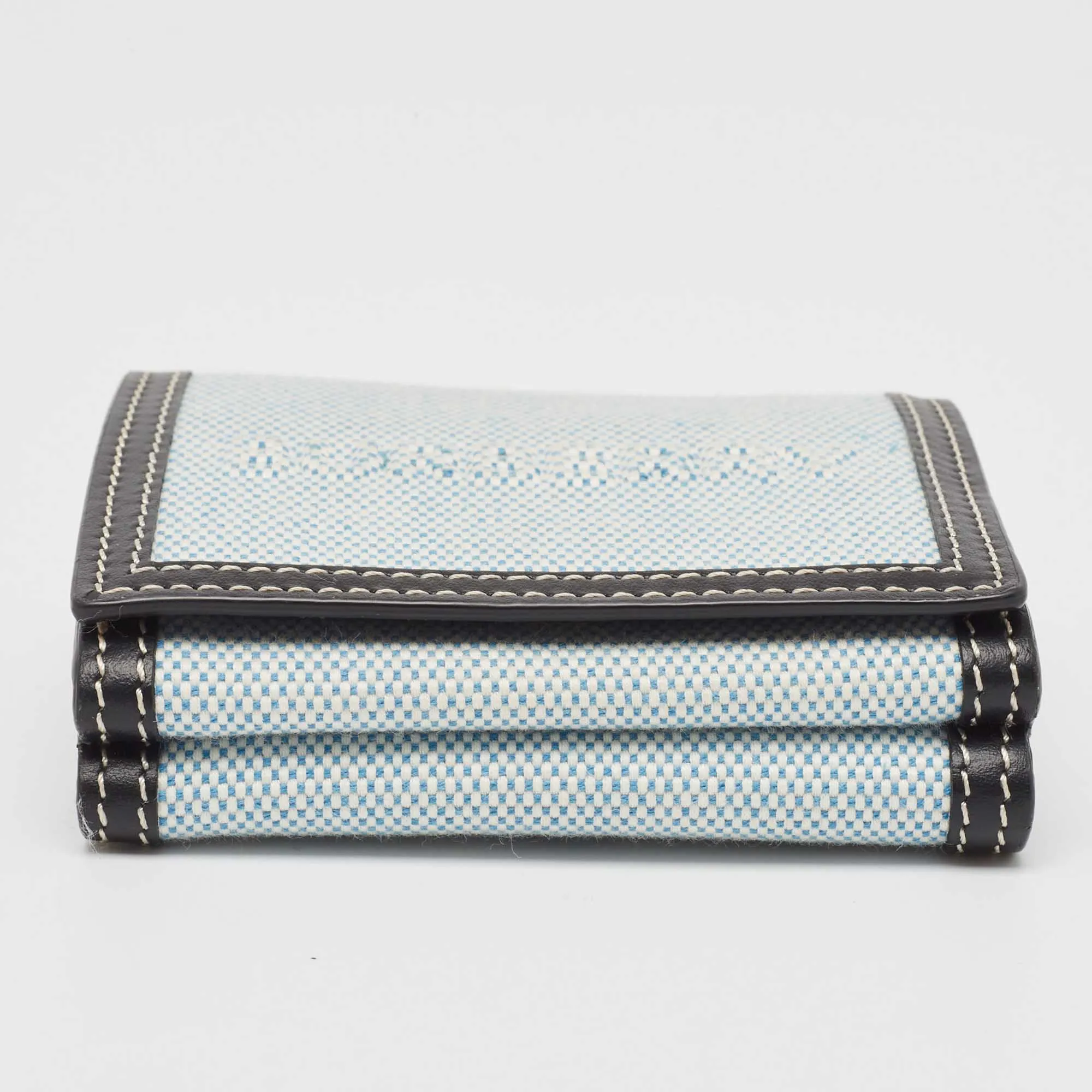 BURBERRY Blue/Black Canvas and Leather Luna Compact Wallet