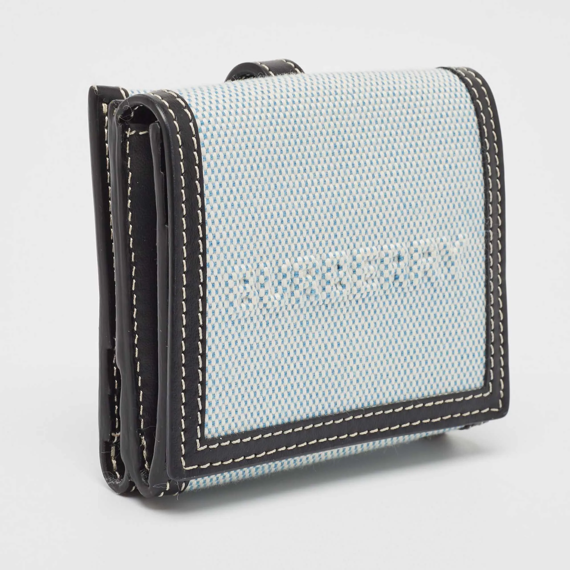 BURBERRY Blue/Black Canvas and Leather Luna Compact Wallet