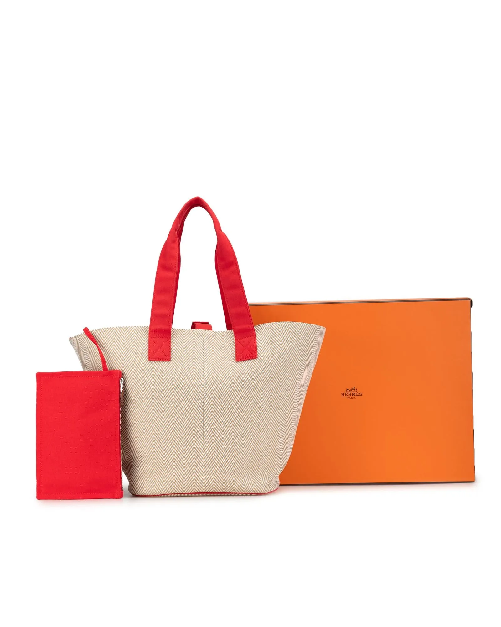 Canvas Beach Tote with Flat Straps and Interior Zip Pouch