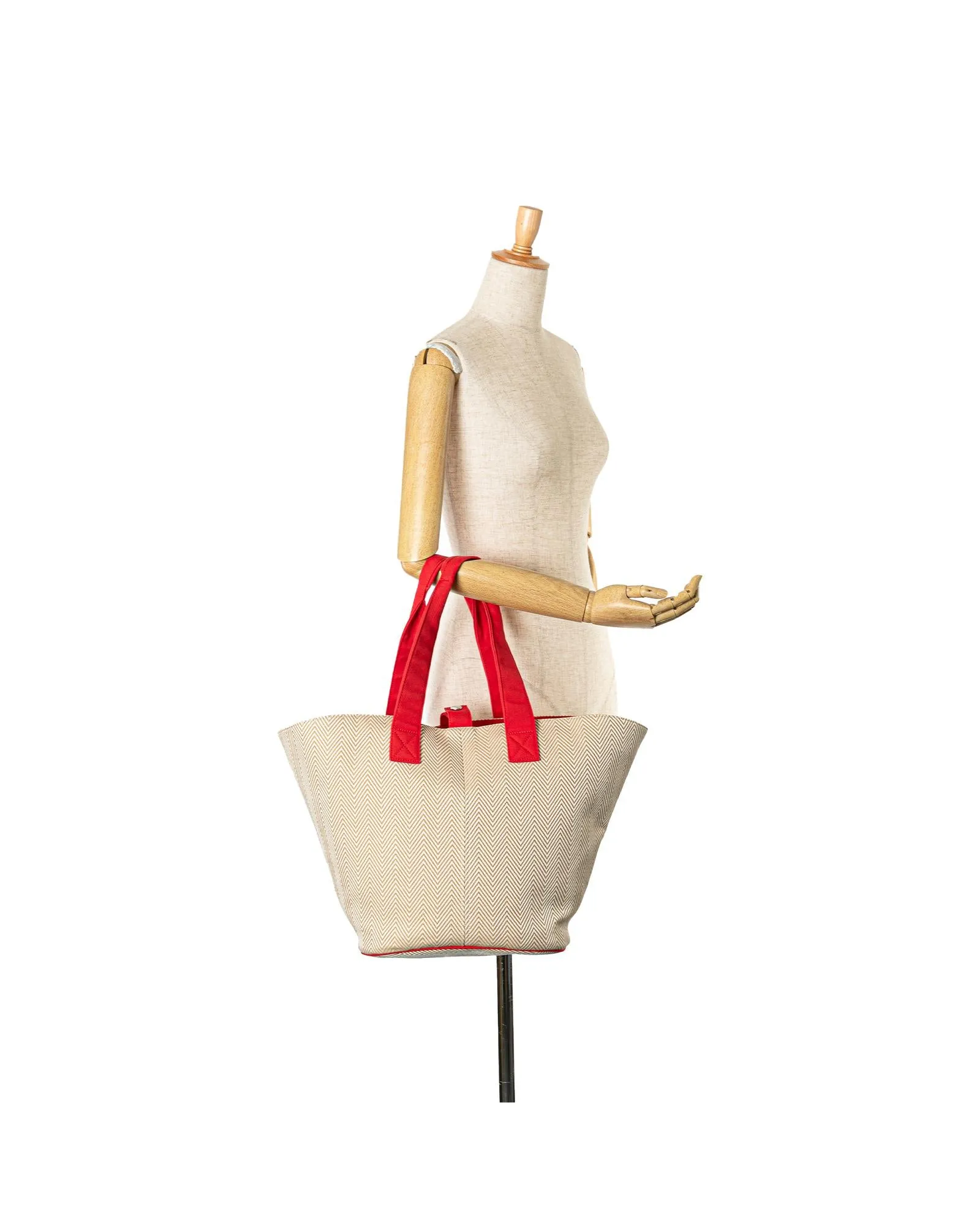 Canvas Beach Tote with Flat Straps and Interior Zip Pouch