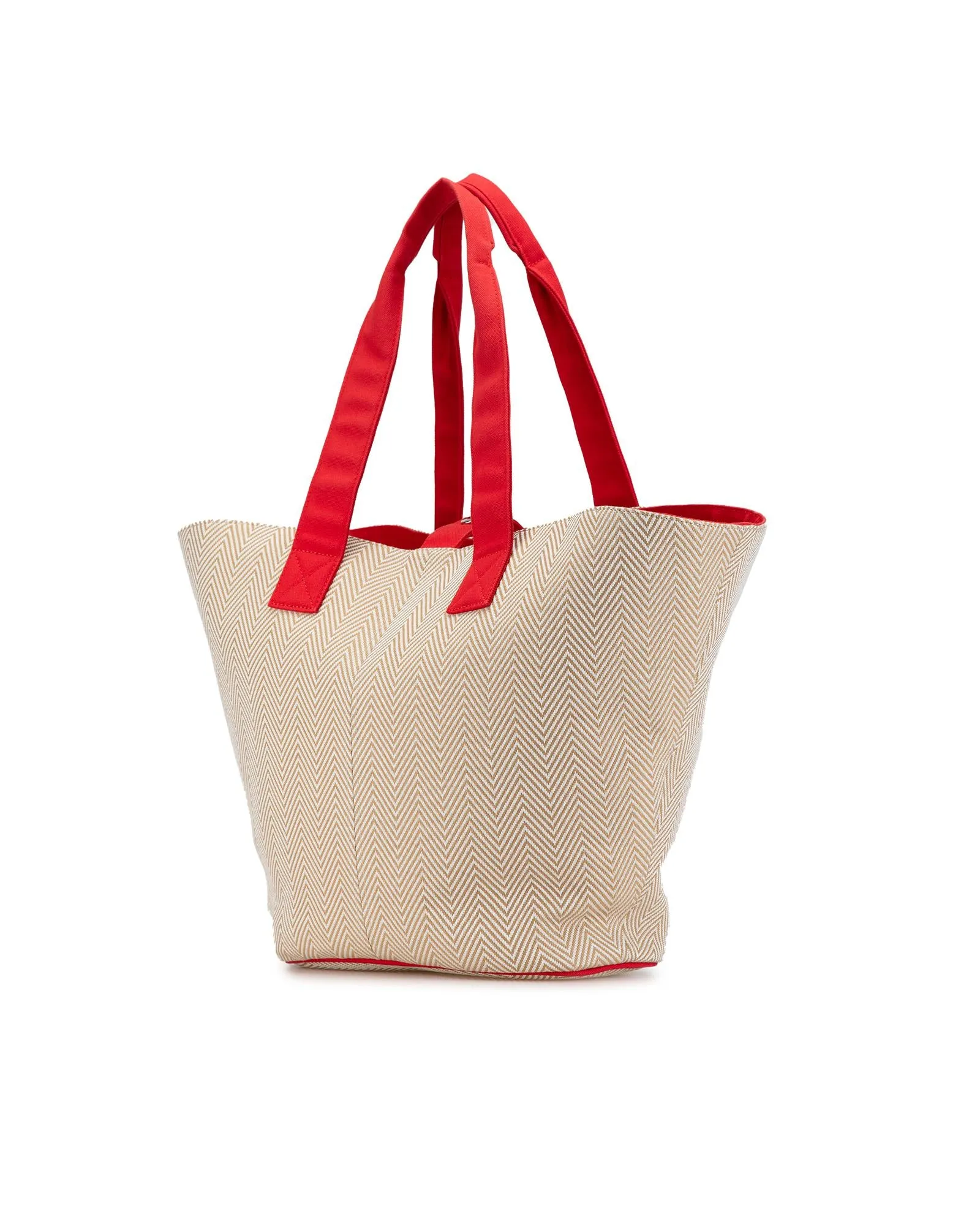 Canvas Beach Tote with Flat Straps and Interior Zip Pouch