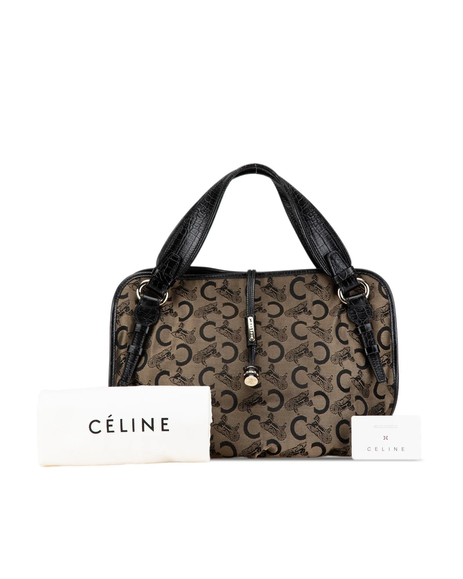Canvas Tote Bag with Leather Trim and Interior Pockets