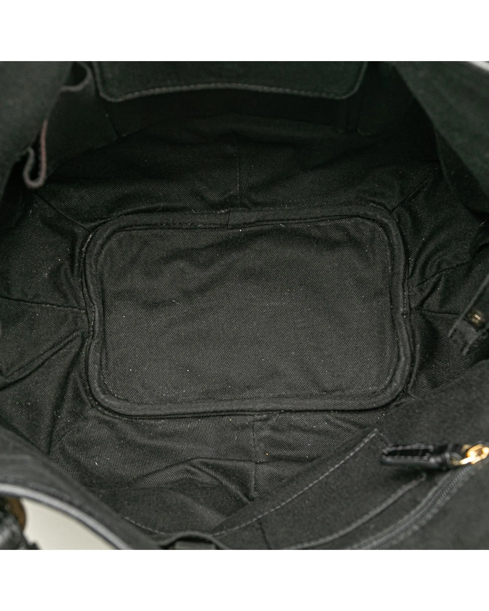 Canvas Tote Bag with Leather Trim and Interior Pockets