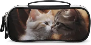 Cat Kiss Leather Makeup Bag Portable Small Cosmetic Organizer Waterproof Toiletry Bags Brushes Pencils And Travel Make Up Accessories