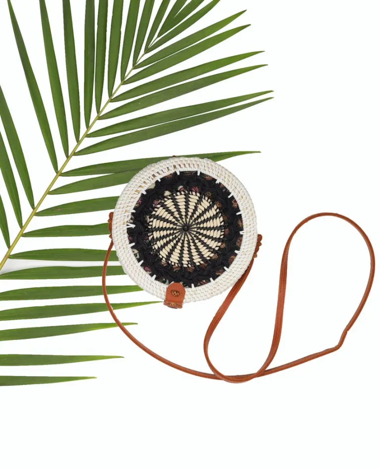 Chakra Black White Round Sling  Bag