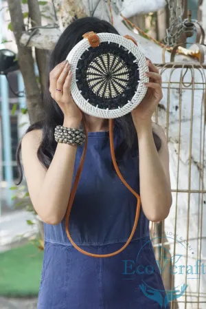 Chakra Black White Round Sling  Bag