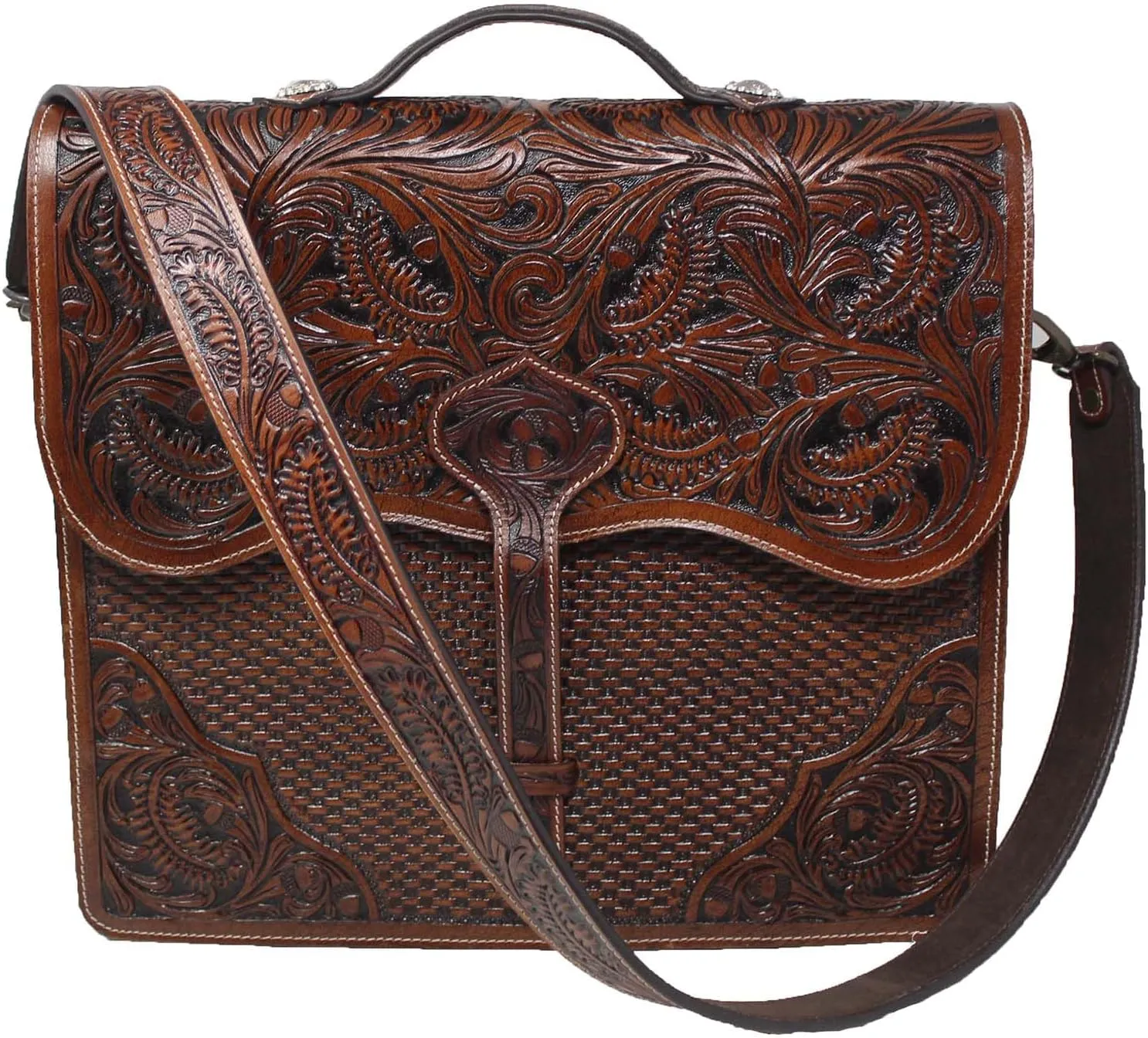CHALLENGER Laptop Western Tooled Genuine Leather Business Art Binder Portfolio Padfolio Bag 18FKMPortfolio