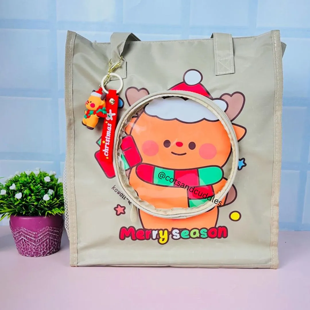 Christmas-Themed Tutorial Bag with 3D Keychain for Kids