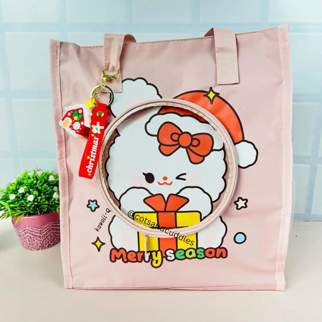 Christmas-Themed Tutorial Bag with 3D Keychain for Kids