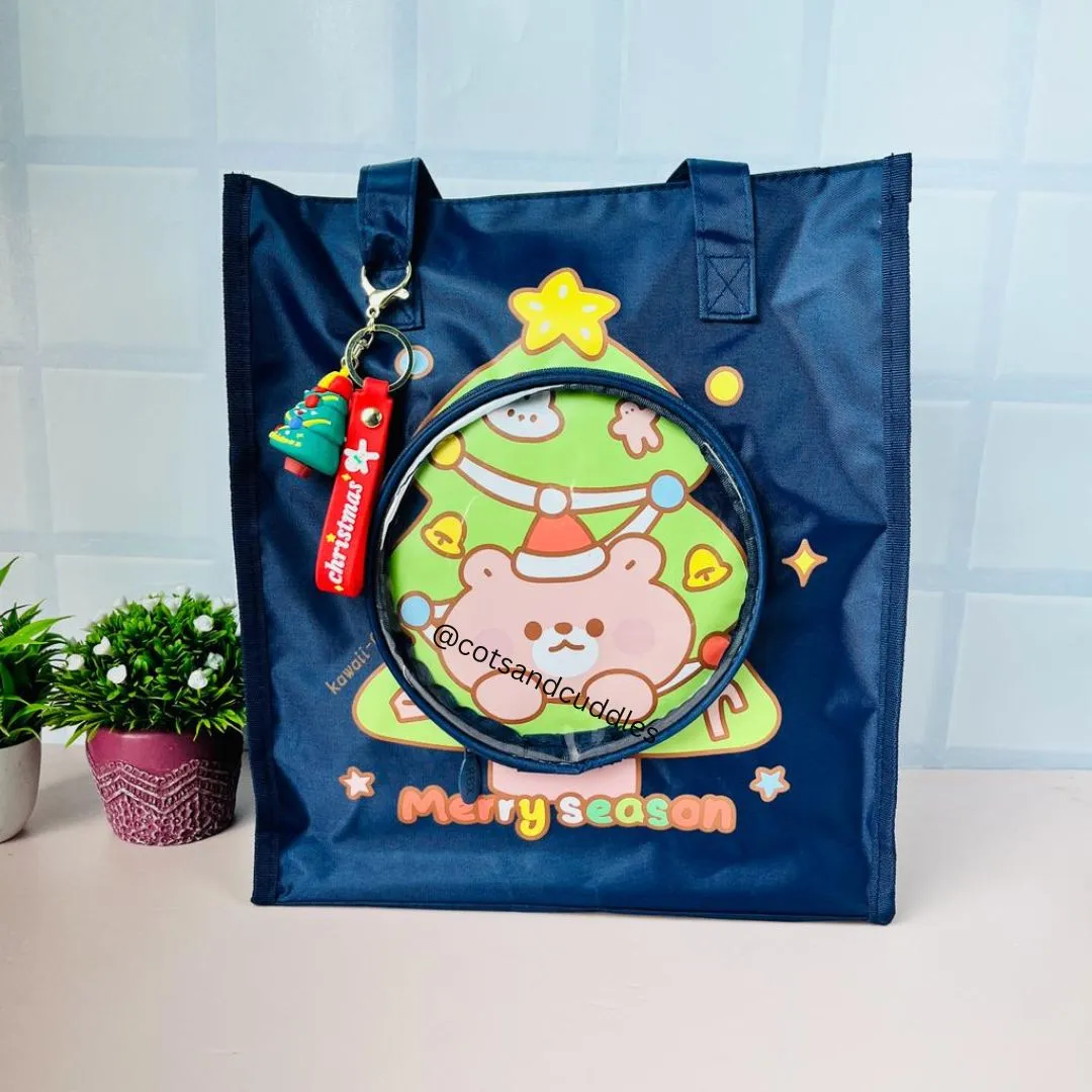 Christmas-Themed Tutorial Bag with 3D Keychain for Kids
