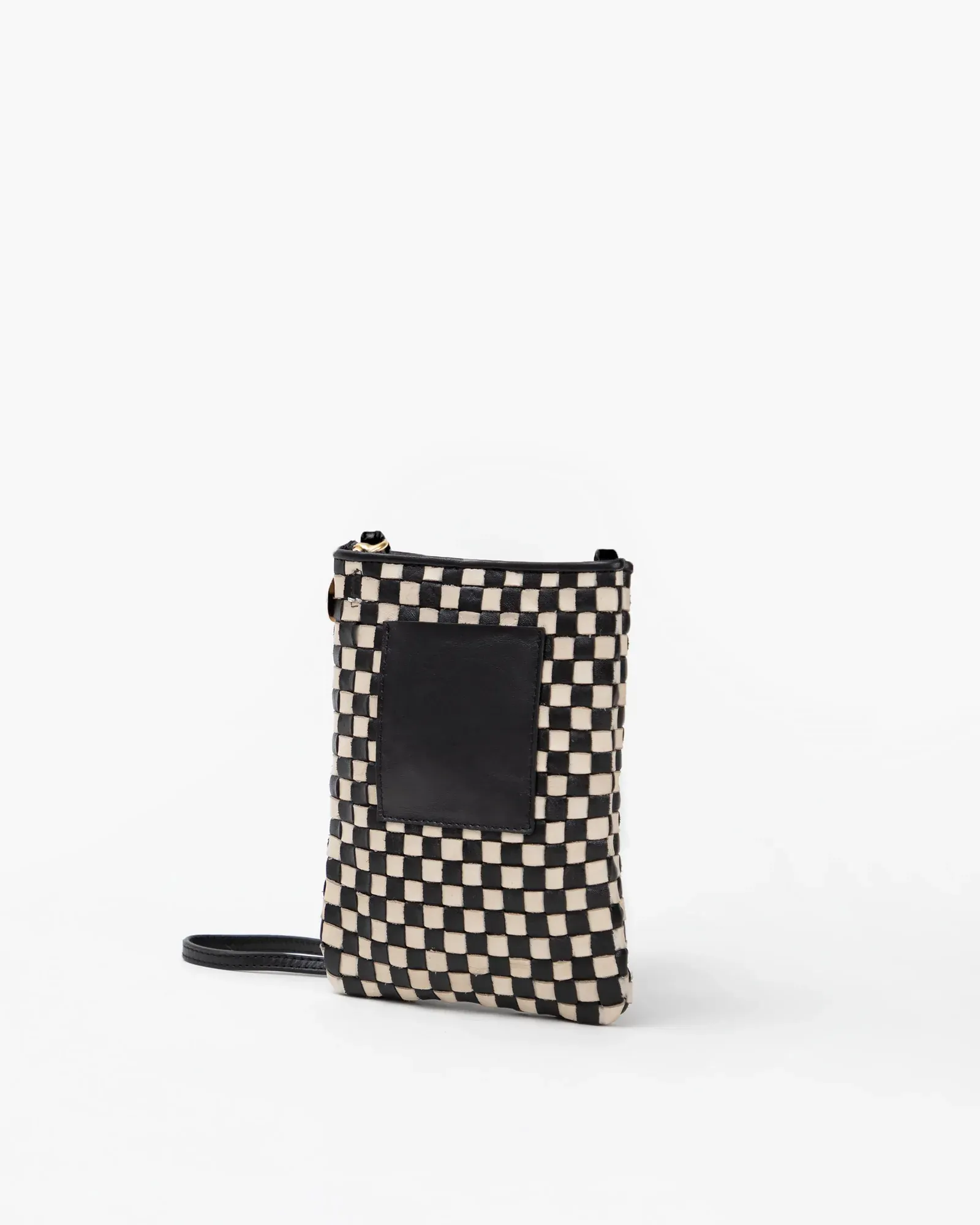 Clare V - Poche in Black & Cream Woven Checker