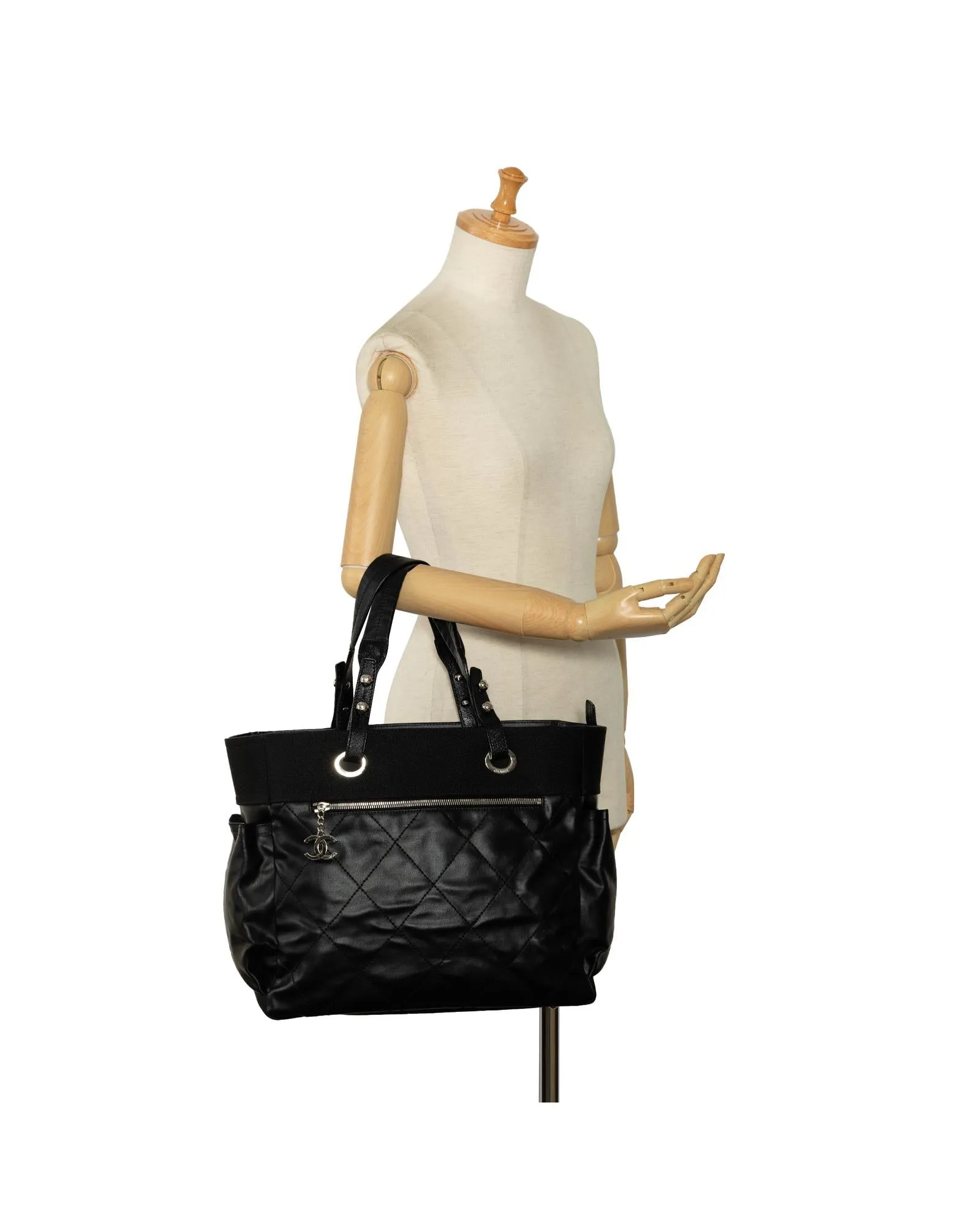 Coated Canvas Tote Bag with Leather Trim