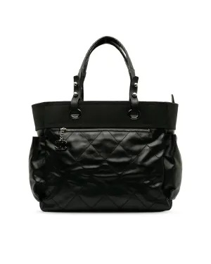 Coated Canvas Tote Bag with Leather Trim