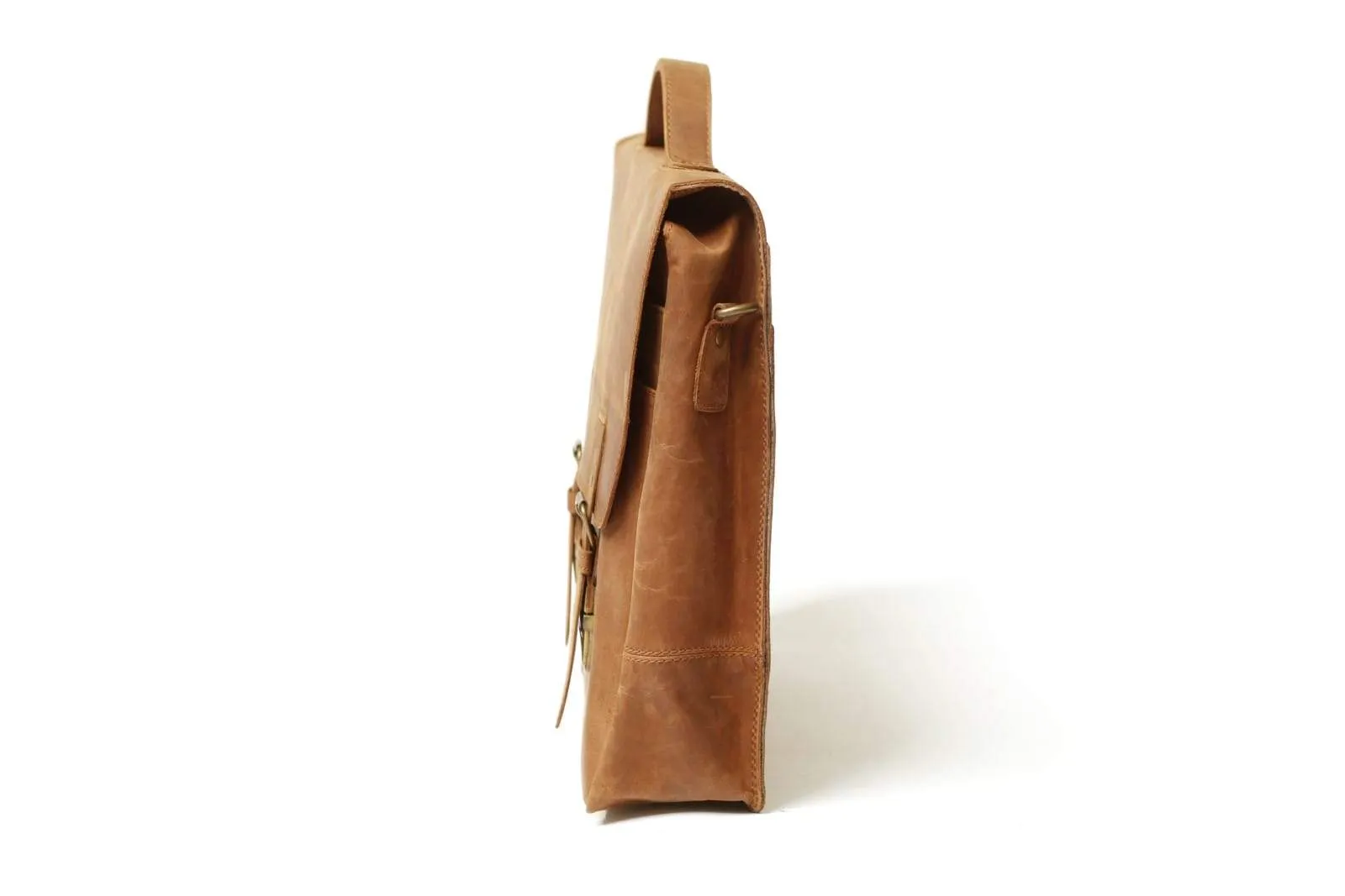 Commuter 14" light distressed leather messenger bag