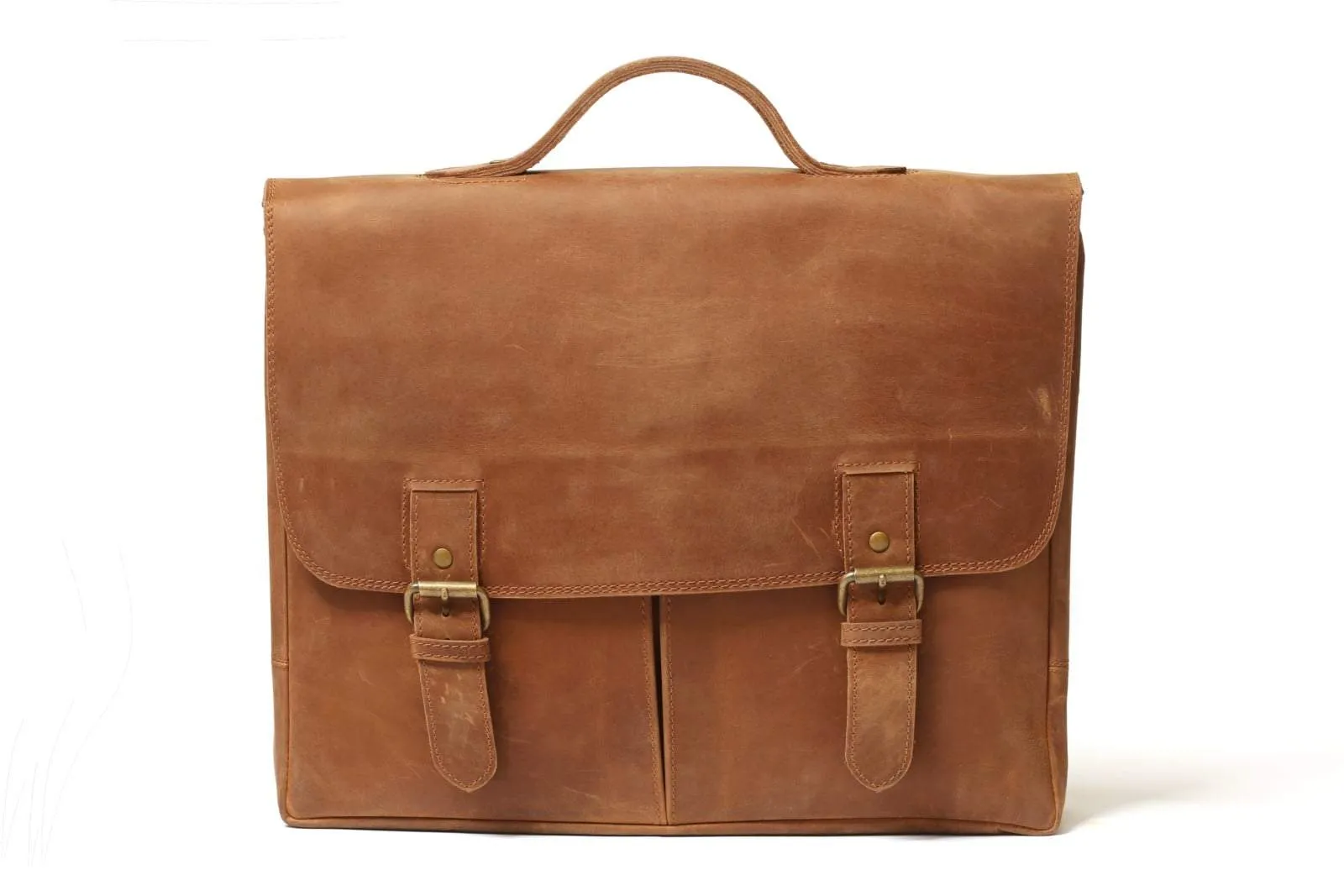 Commuter 14" light distressed leather messenger bag