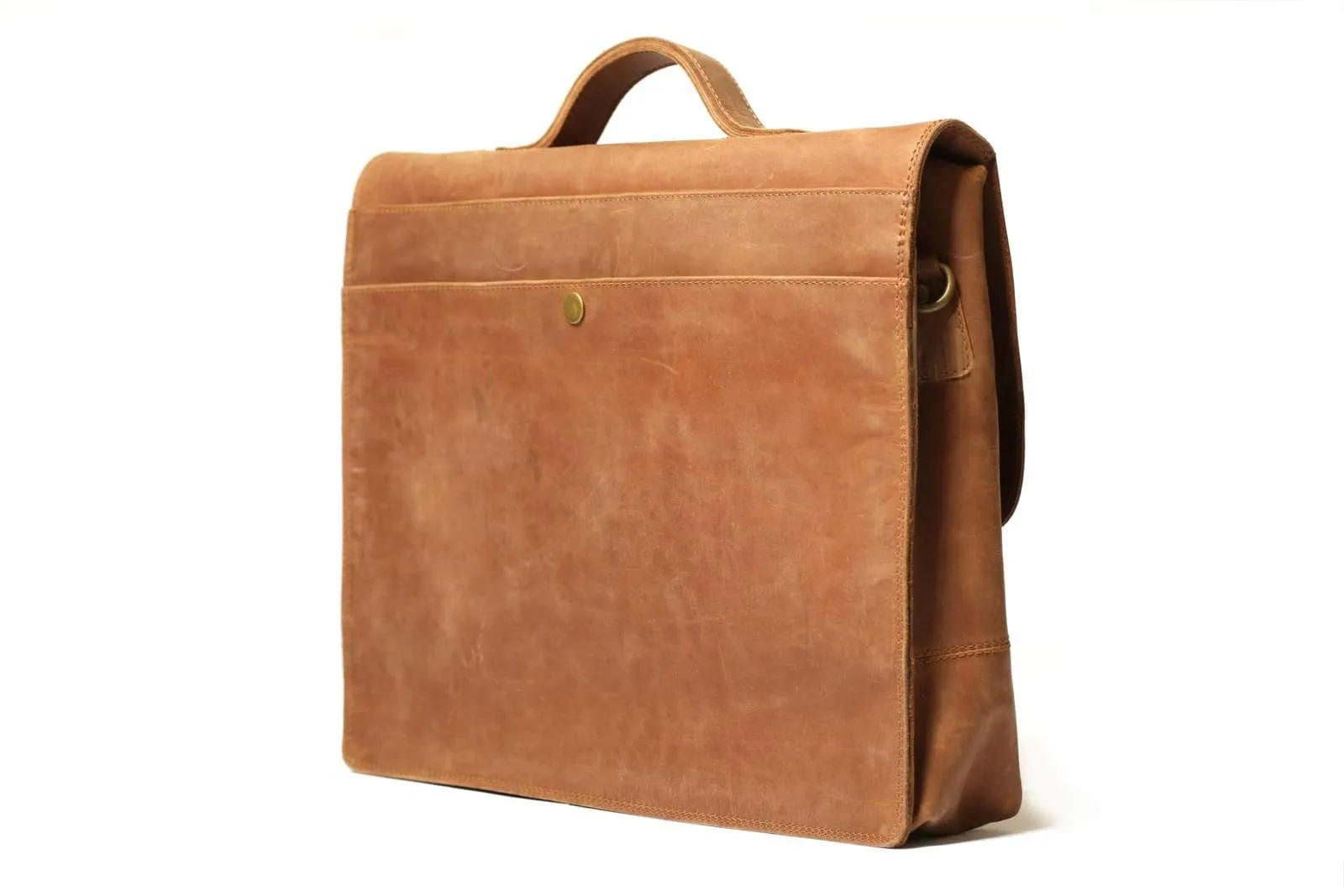 Commuter 14" light distressed leather messenger bag