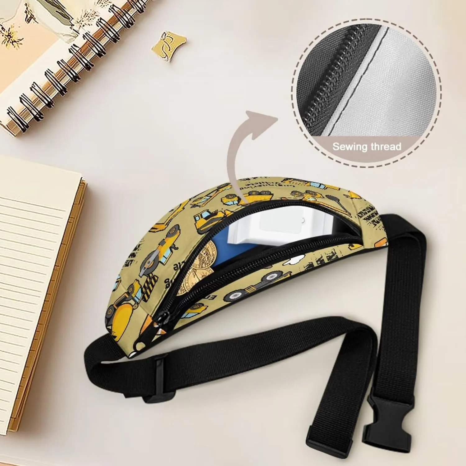 Cozeyat Cartoon Excavator Kids Fanny Pack Belt Bag Boys Crossbody Bag Hip Pack Boys Bum Bags Lightweight Chest Bags Small Travel Essential for Casual Running Traveling Hiking Gifts