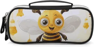 Cute Bees Honey Leather Makeup Bag Portable Small Cosmetic Organizer Waterproof Toiletry Bags Brushes Pencils And Travel Make Up Accessories