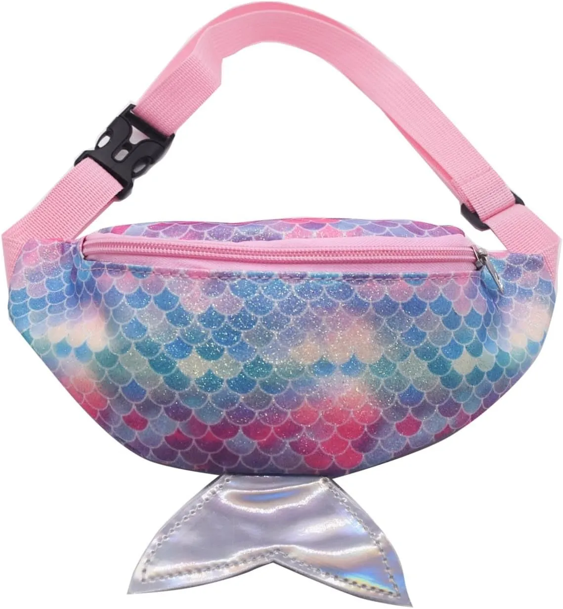 Cute Mermaid Tail Kids Fanny Pack Waist Bag for Toddler Girls Boys Small Crossbody Sling Bag Belt Bag