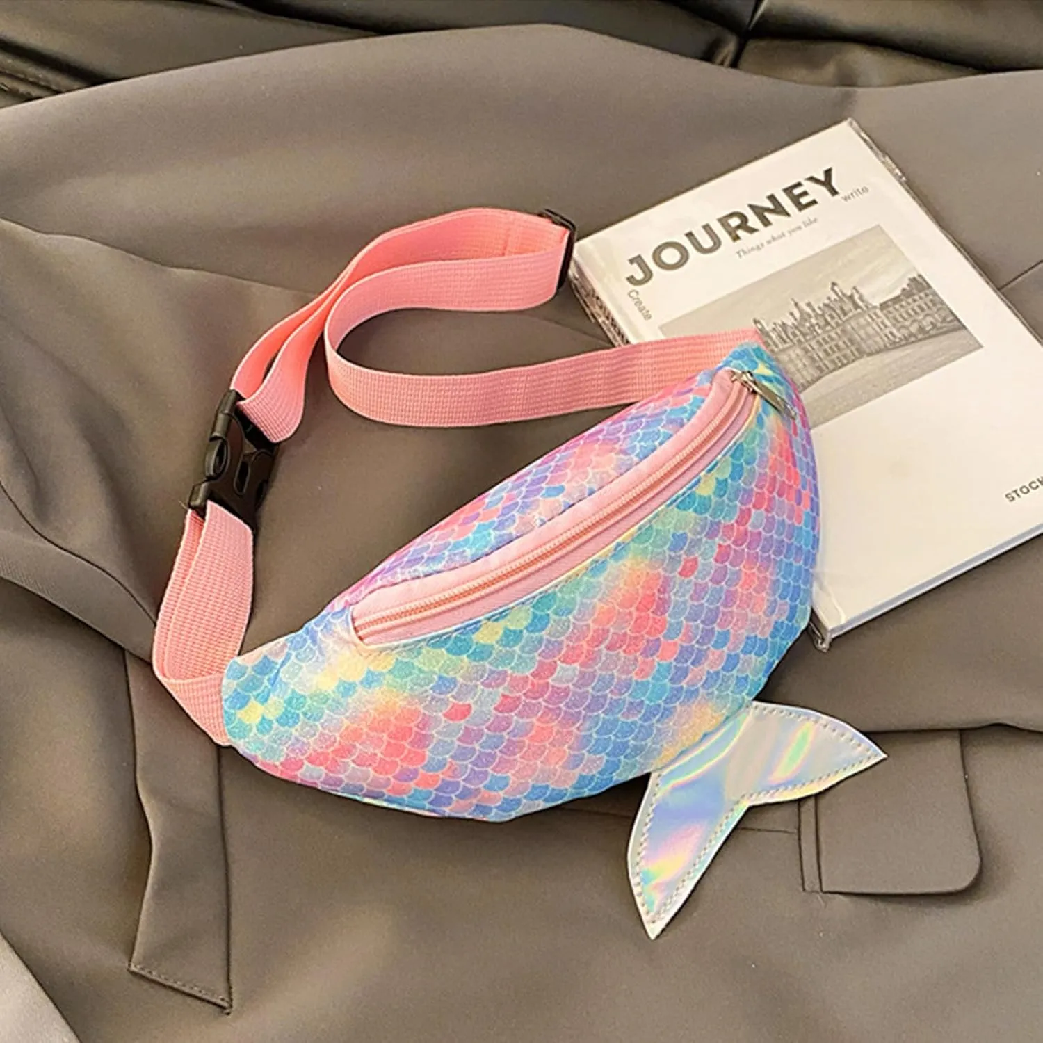 Cute Mermaid Tail Kids Fanny Pack Waist Bag for Toddler Girls Boys Small Crossbody Sling Bag Belt Bag