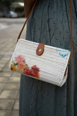 Dahila Classic White Triangular Crossbody Sling Bag