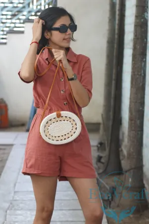 Eco bliss white oval Sling bag