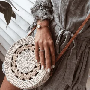 Eco bliss White Round Sling Bag