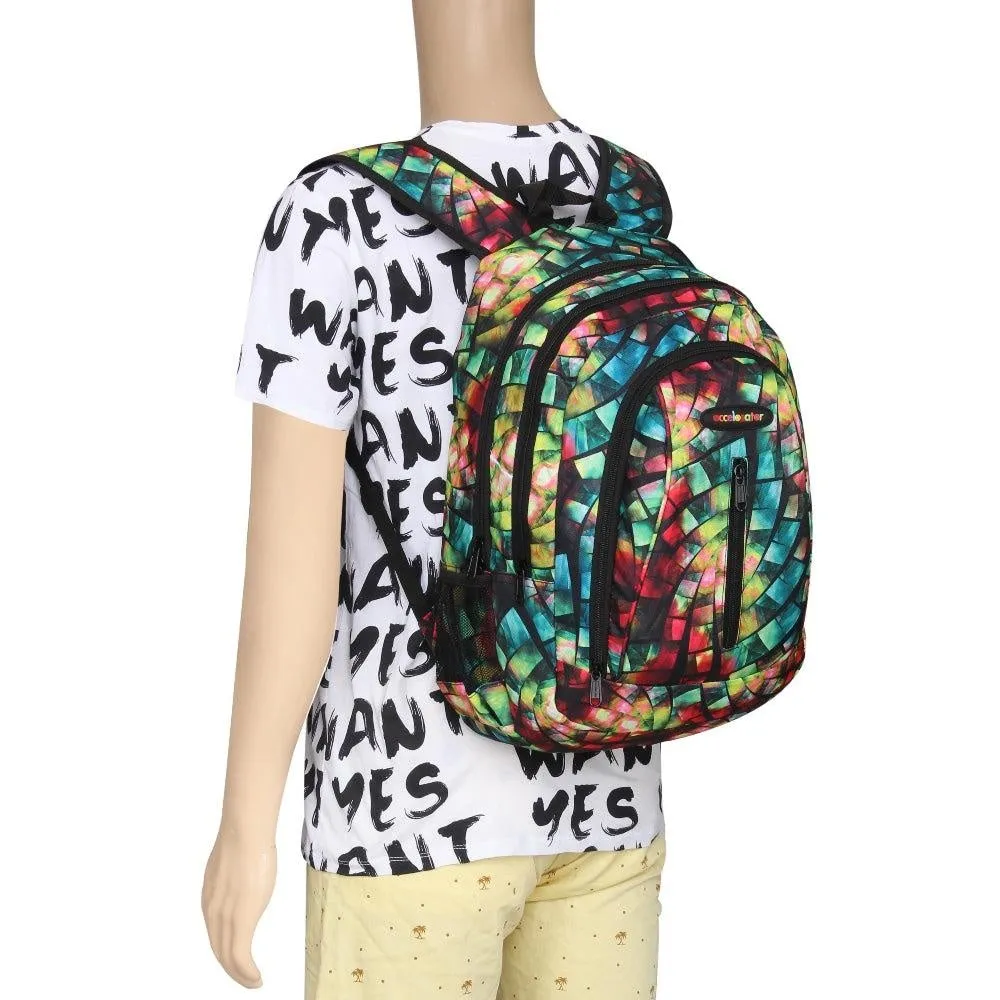FabSeasons Green with Multicolor Polyester Graphic Printed Backpack