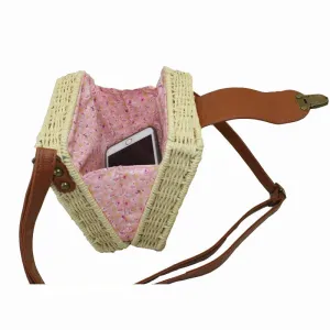 Fashion Girl Rattan Straw Bag Woven Square Handbag Crossbody Beach Summer Shoulder Bags