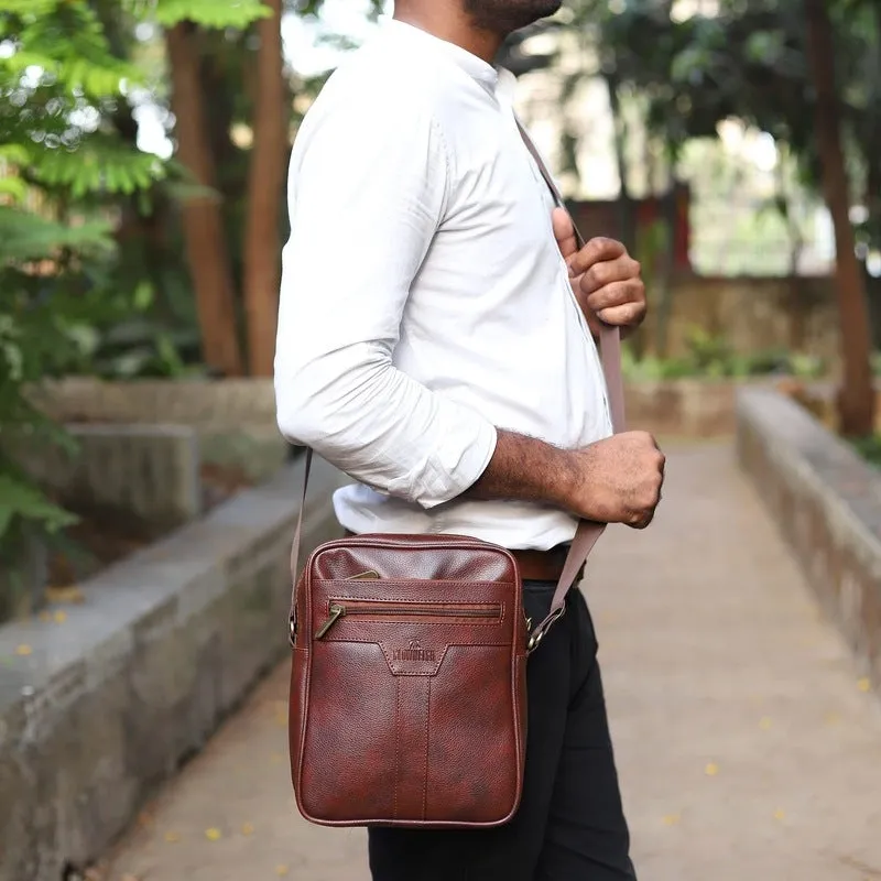 Faux Leather Messenger Bag - Adjustable Strap, 3.5L Capacity | Tan