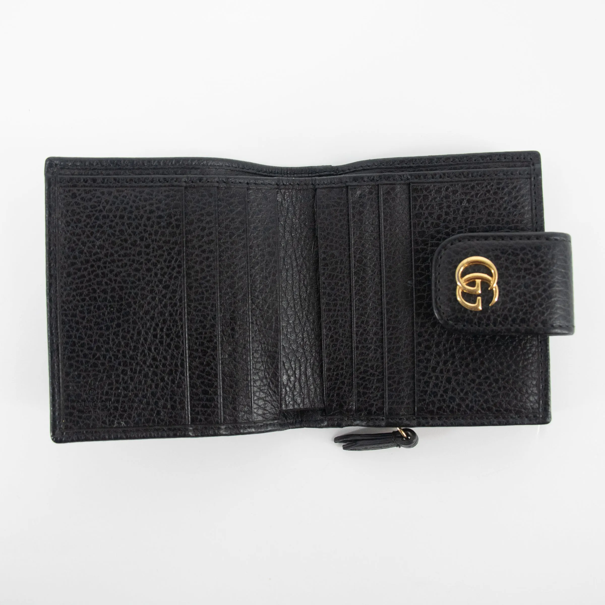 Gucci Black GG Marmont Leather Compact Wallet  #2268