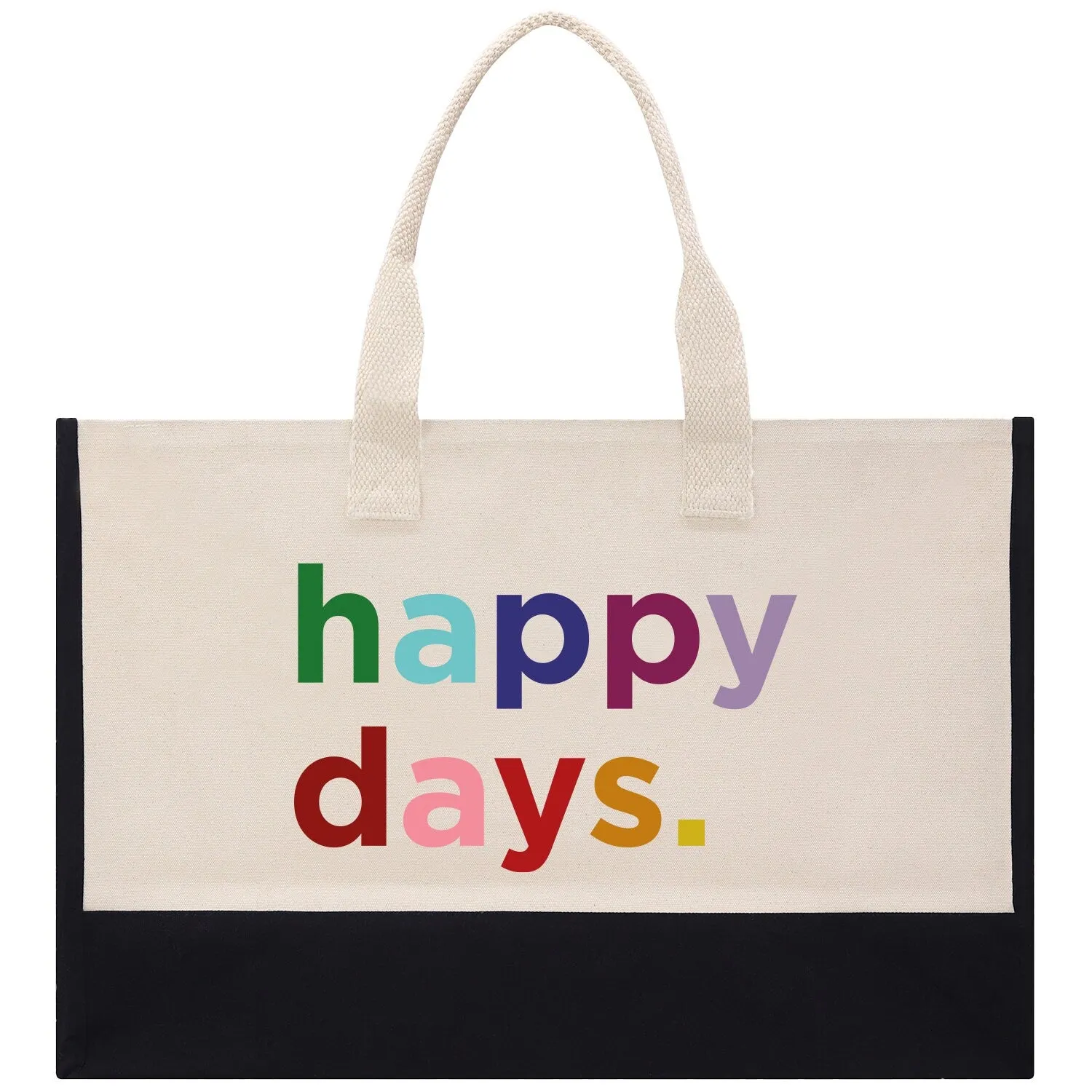 Happy Days Oversized Cotton Canvas Tote Bag  XL Canvas Shopper Weekender Extra Large Bag (HDT1001)