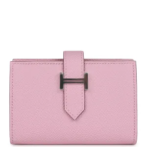Hermes Bearn Compact Wallet Mauve Sylvestre Epsom Palladium Hardware