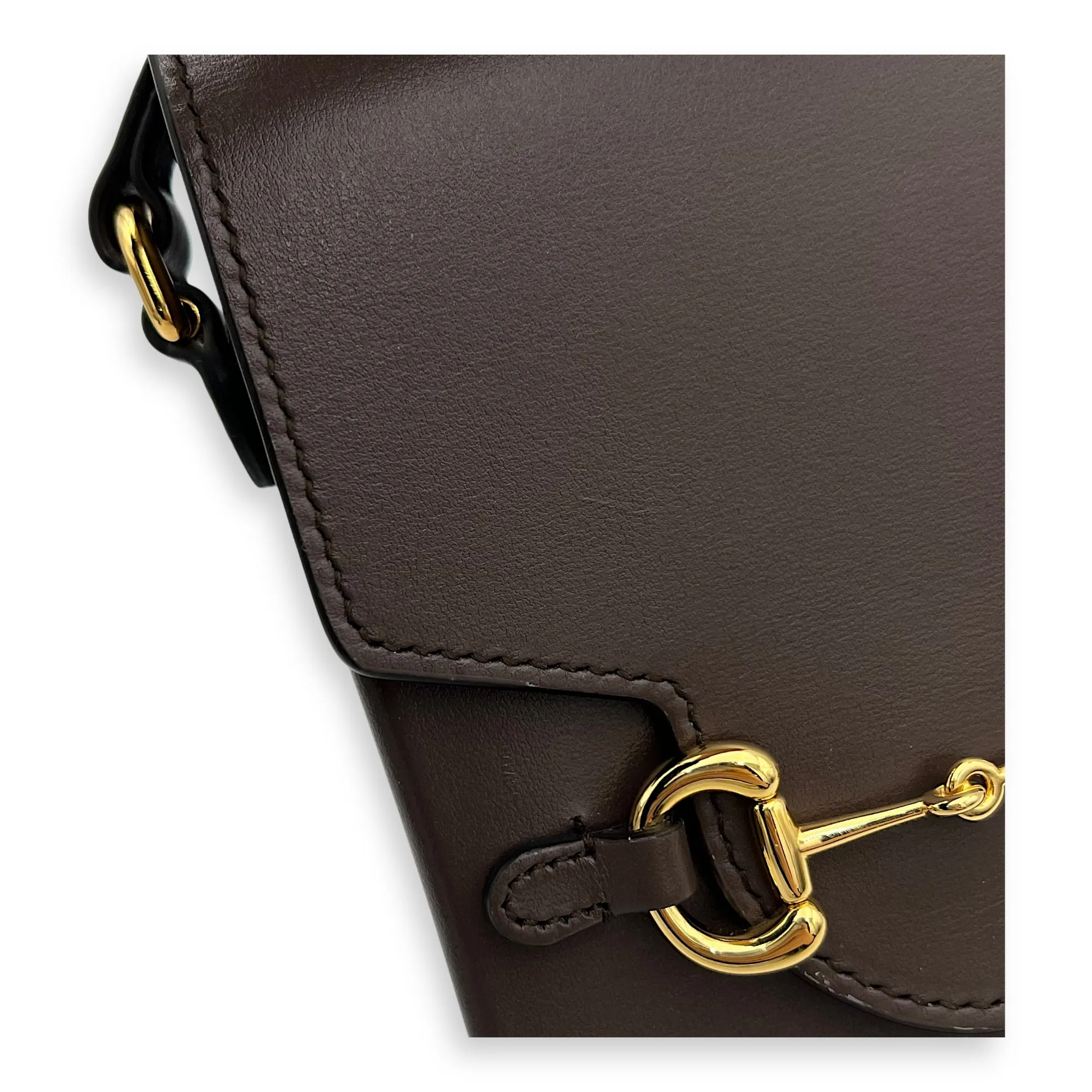 Horsebit 1955 Crossbody Bag Mini Brown in Calfskin, Gold hardware