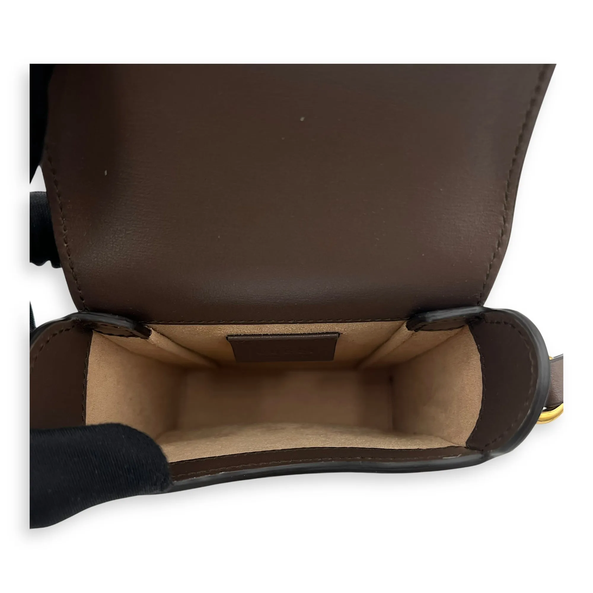 Horsebit 1955 Crossbody Bag Mini Brown in Calfskin, Gold hardware